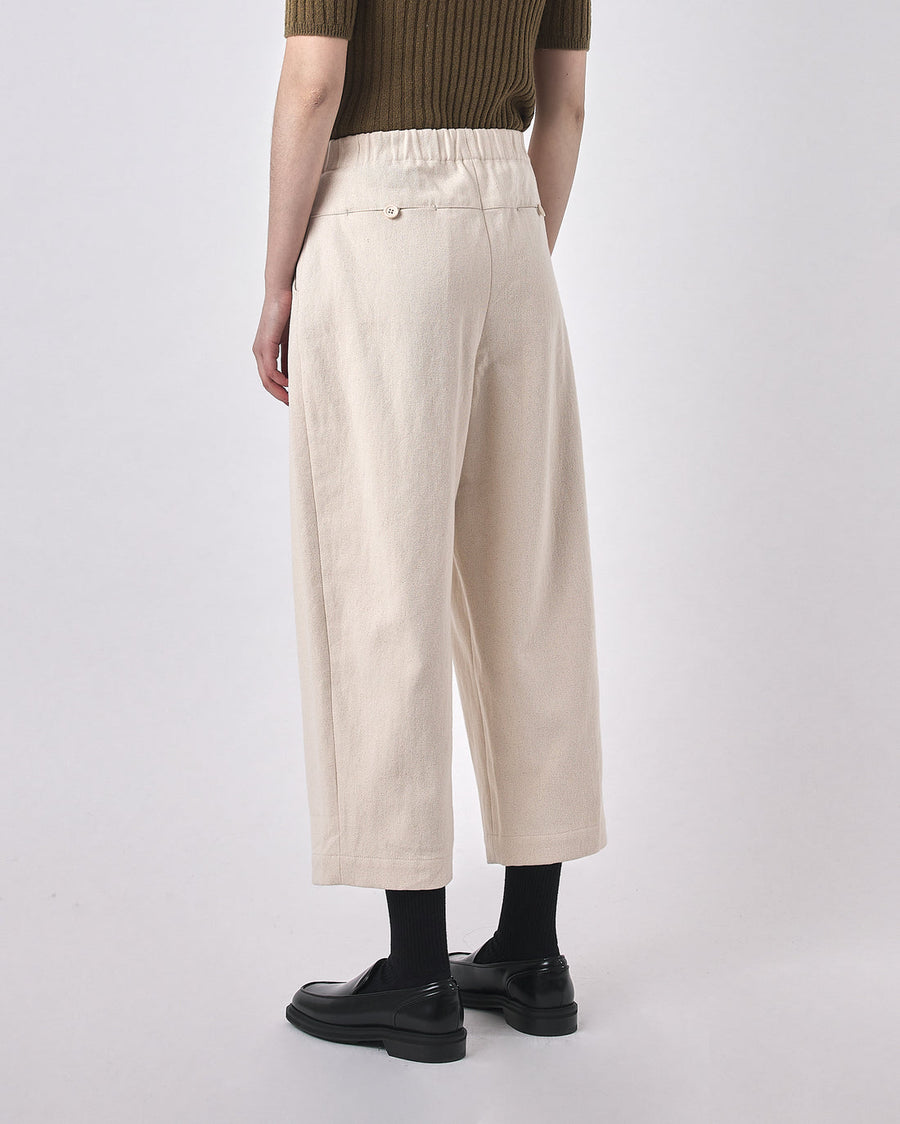 CANVAS PLEATED TROUSER - NATURAL