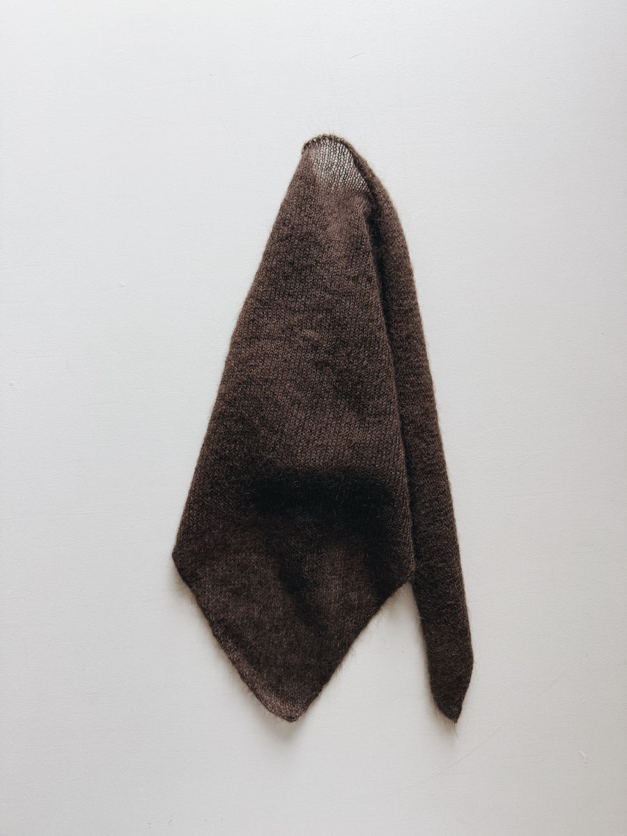 MOHAIR & SILK TRIANGLE SCARF - ESPRESSO