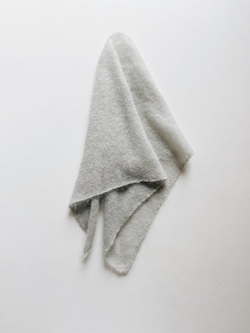 MOHAIR & SILK TRIANGLE SCARF - LIGHT GREY