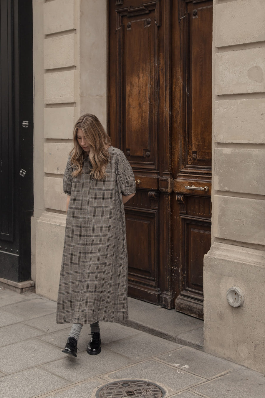 BLAIR DRESS - GREY PLAID