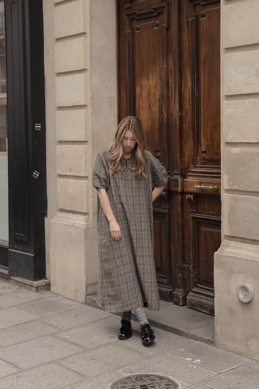 BLAIR DRESS - GREY PLAID