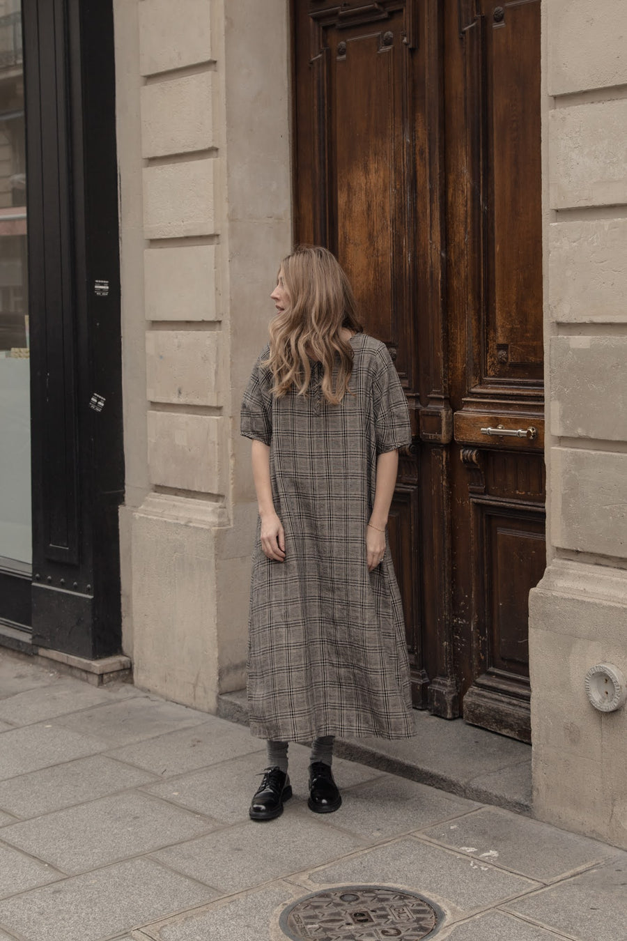 BLAIR DRESS - GREY PLAID