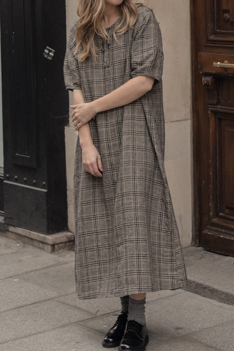 BLAIR DRESS - GREY PLAID