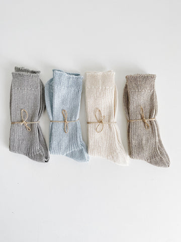 LINEN KNIT SOCKS - NATURAL