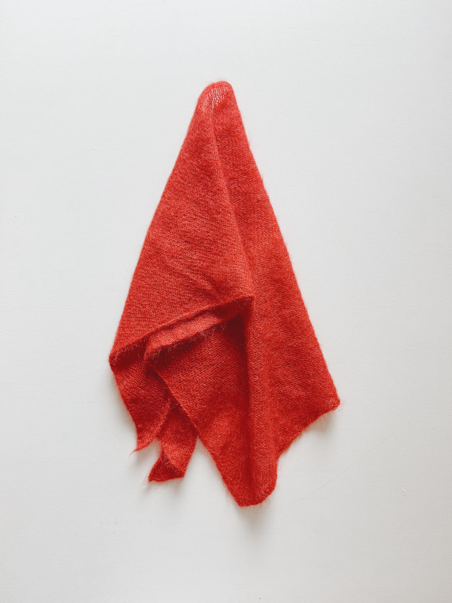 MOHAIR & SILK TRIANGLE SCARF - RED