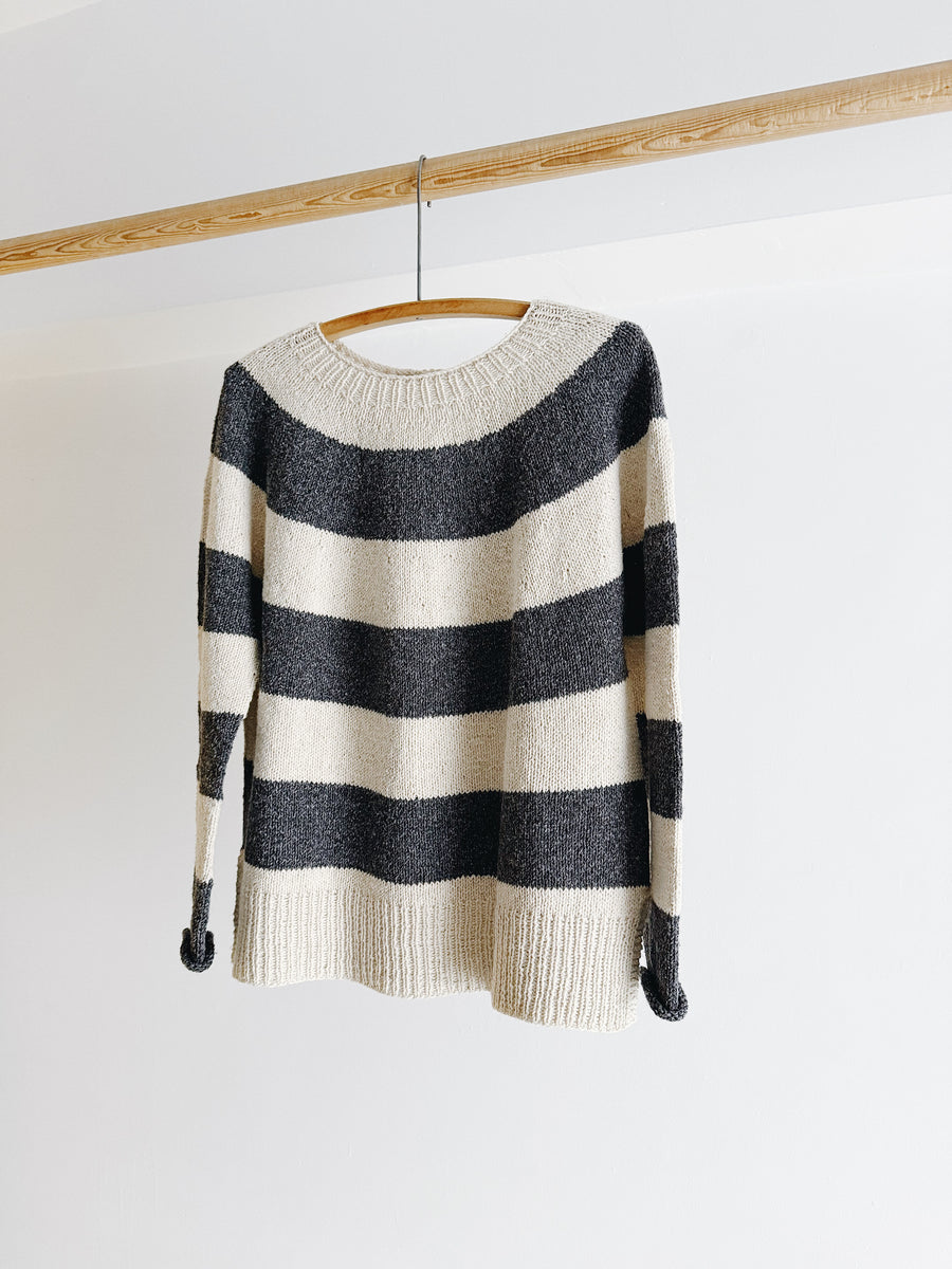 PRE- LOVED - HANDKNIT WOOL STRIPE SWEATER - MEDIUM