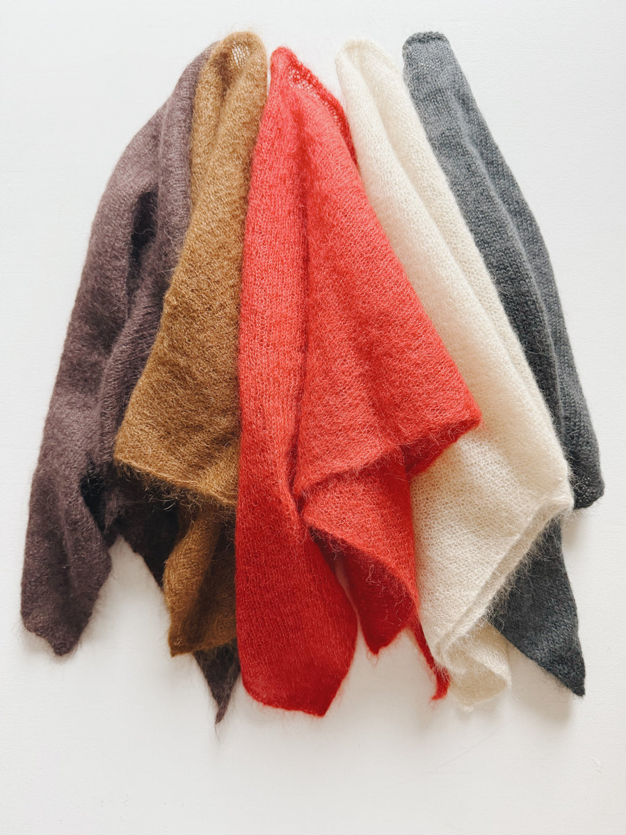 MOHAIR & SILK TRIANGLE SCARF - COCOA
