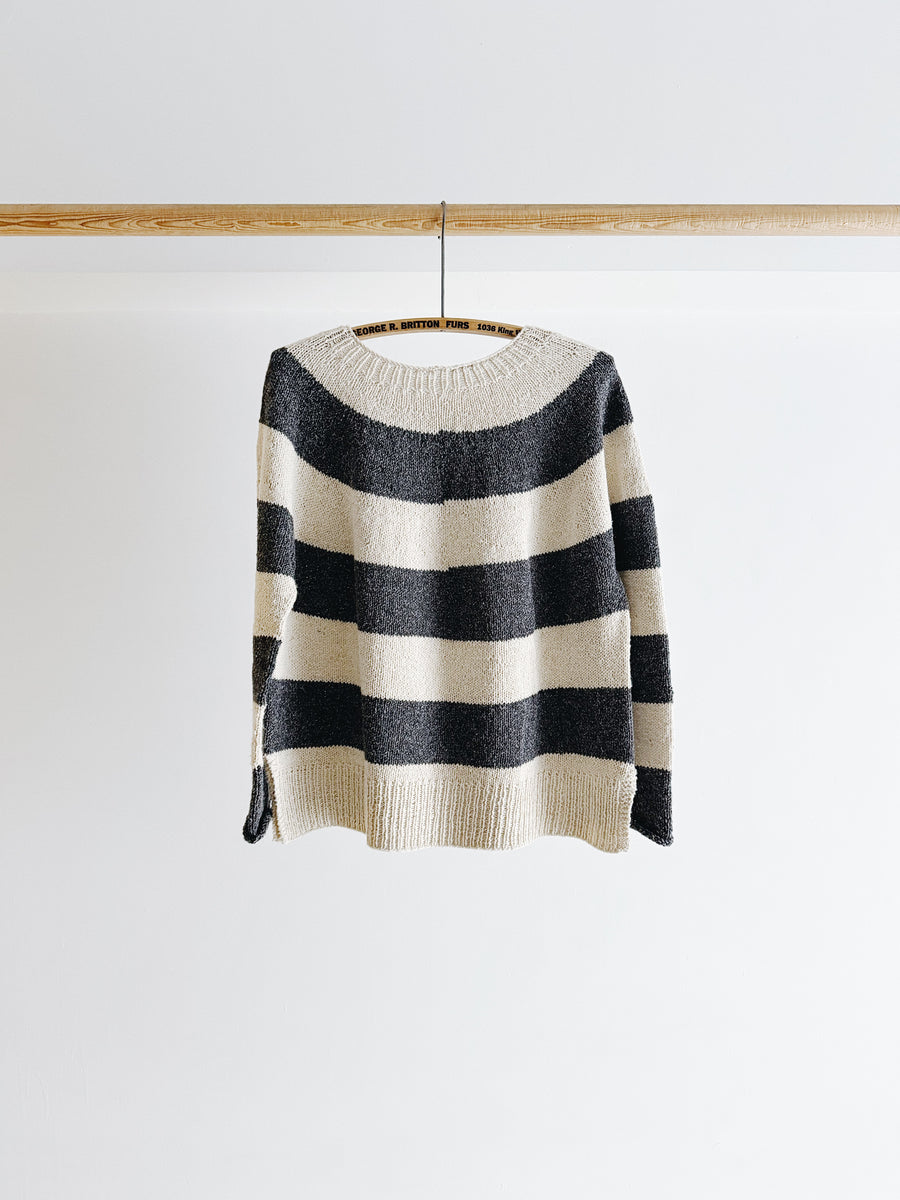 PRE- LOVED - HANDKNIT WOOL STRIPE SWEATER - MEDIUM