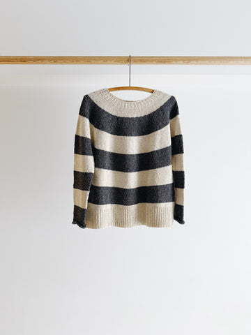 PRE- LOVED - HANDKNIT WOOL STRIPE SWEATER - MEDIUM