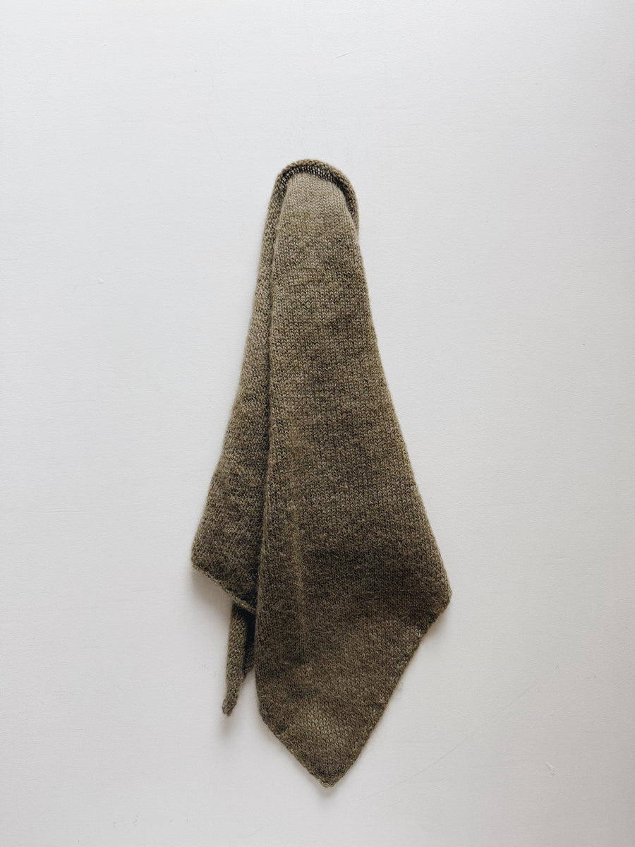 MOHAIR & SILK TRIANGLE SCARF - OLIVE