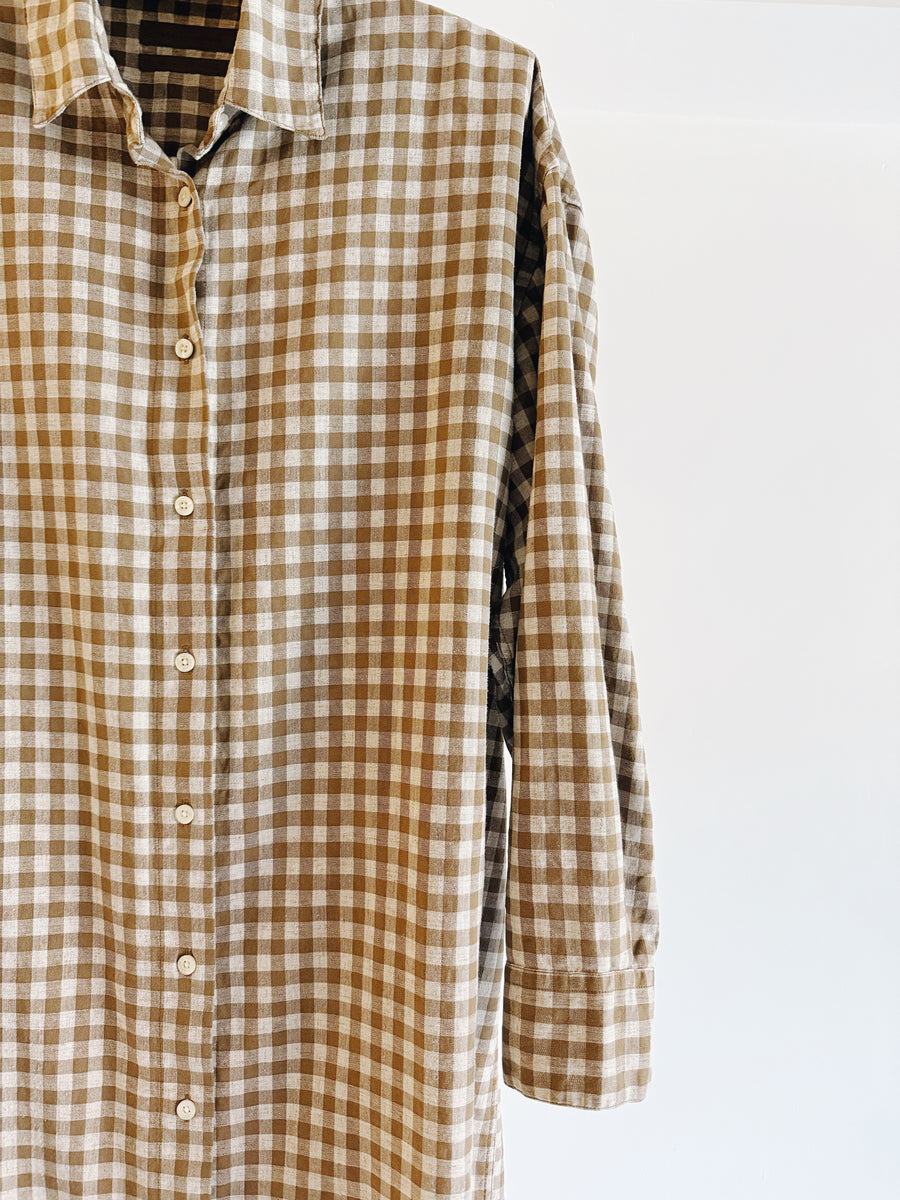 PRE- LOVED - CORDERA - GINGHAM SHIRT DRESS - O/S