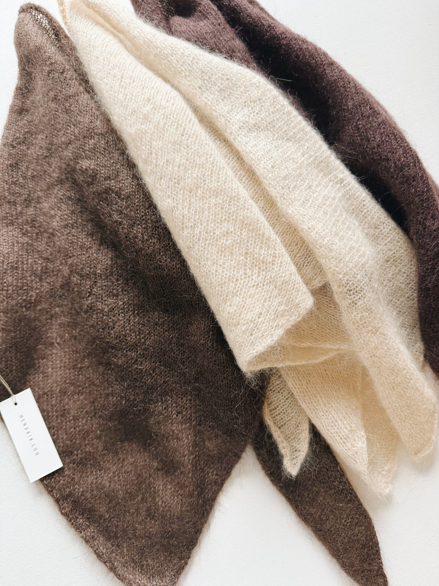 MOHAIR & SILK TRIANGLE SCARF - ESPRESSO