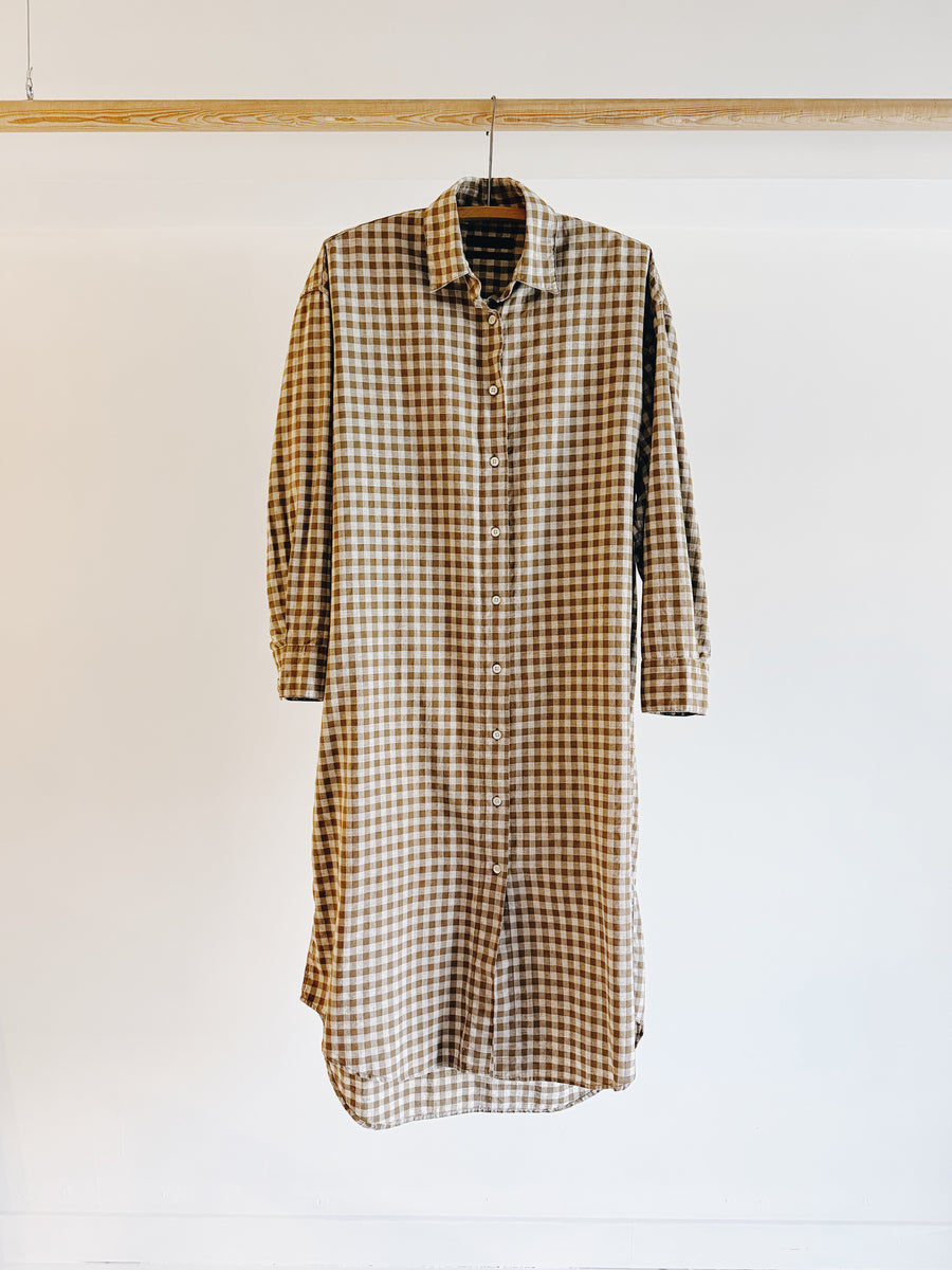 PRE- LOVED - CORDERA - GINGHAM SHIRT DRESS - O/S