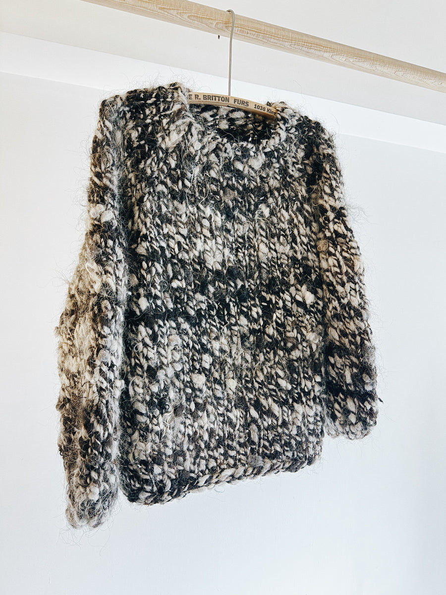 WILD SPUN SWEATER - DARK BROWN/GREY MIX