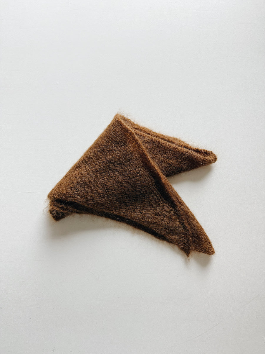 MOHAIR & SILK TRIANGLE SCARF - COCOA