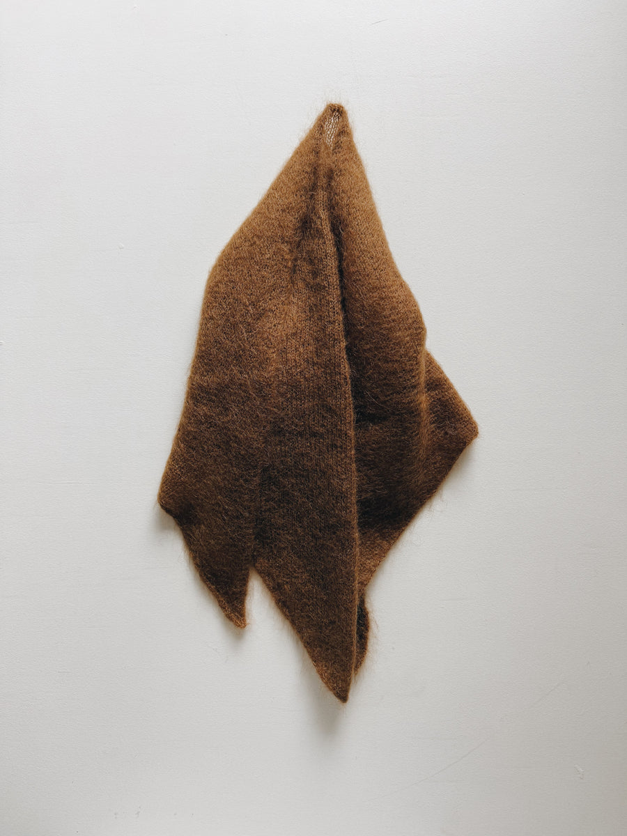 MOHAIR & SILK TRIANGLE SCARF - COCOA