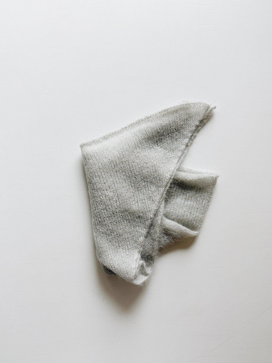 MOHAIR & SILK TRIANGLE SCARF - LIGHT GREY