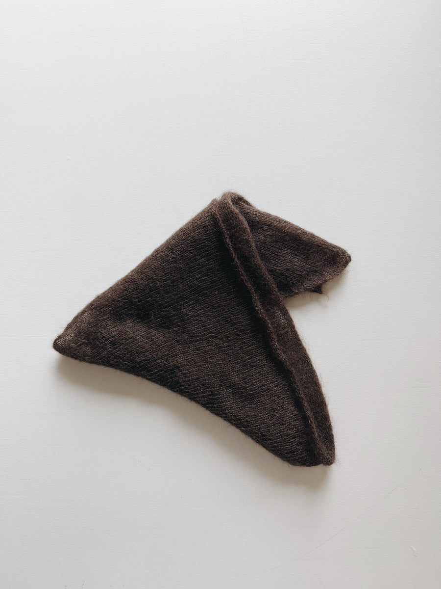 MOHAIR & SILK TRIANGLE SCARF - ESPRESSO