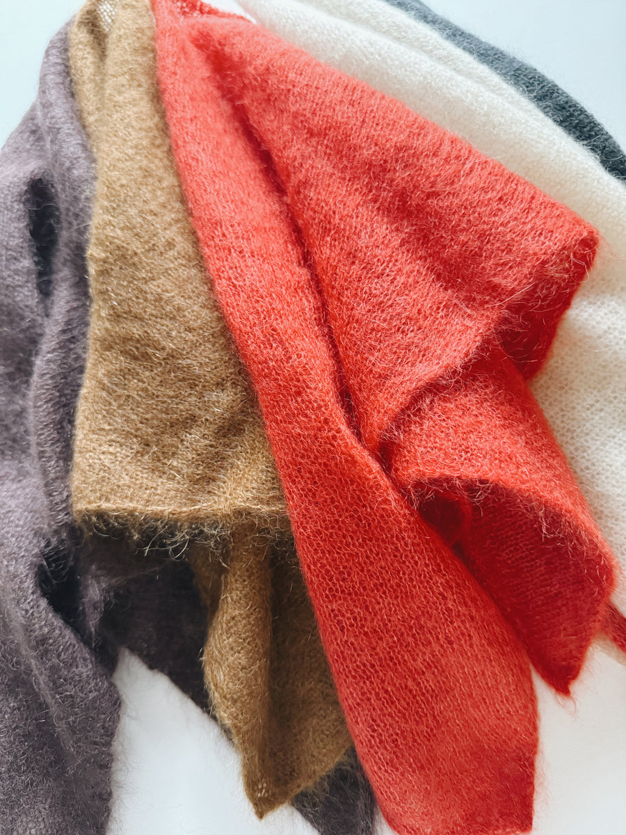 MOHAIR & SILK TRIANGLE SCARF - RED