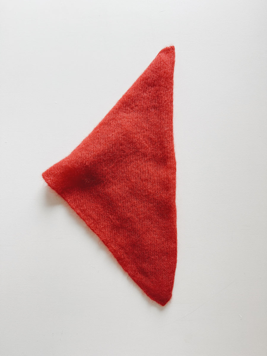 MOHAIR & SILK TRIANGLE SCARF - RED