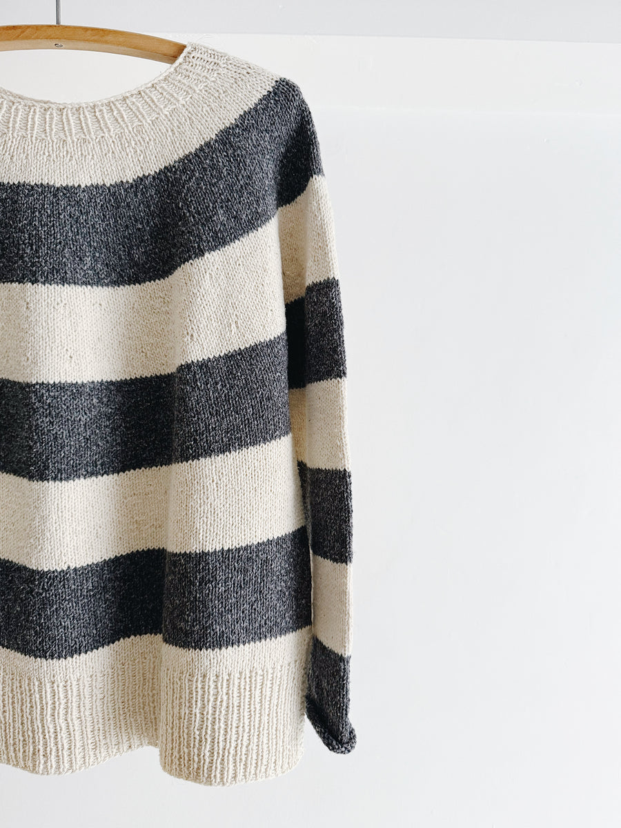 PRE- LOVED - HANDKNIT WOOL STRIPE SWEATER - MEDIUM