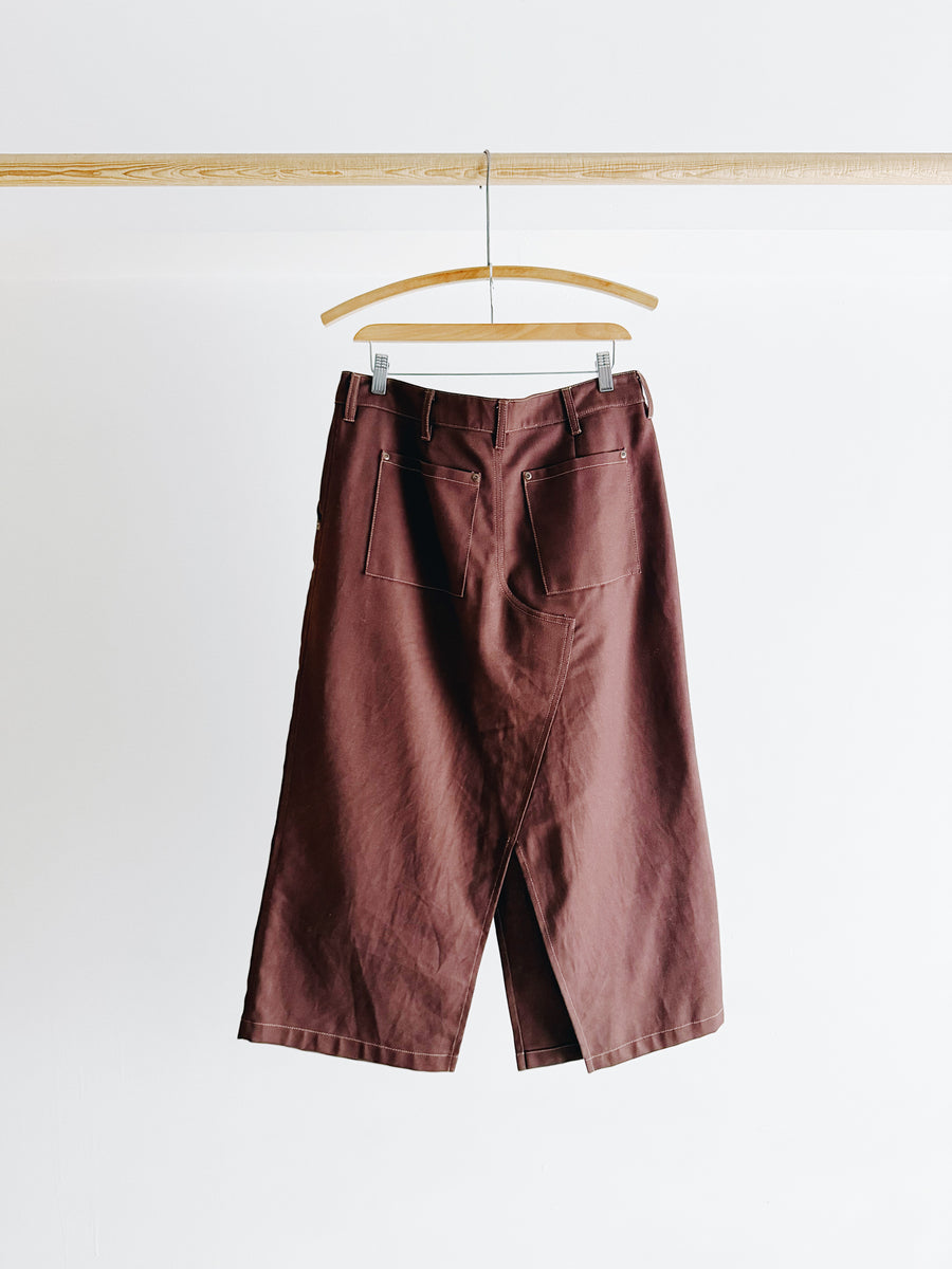 PRE- LOVED - BOHEME GOODS - COWBOY BROWN BULL DENIM SKIRT - M/L