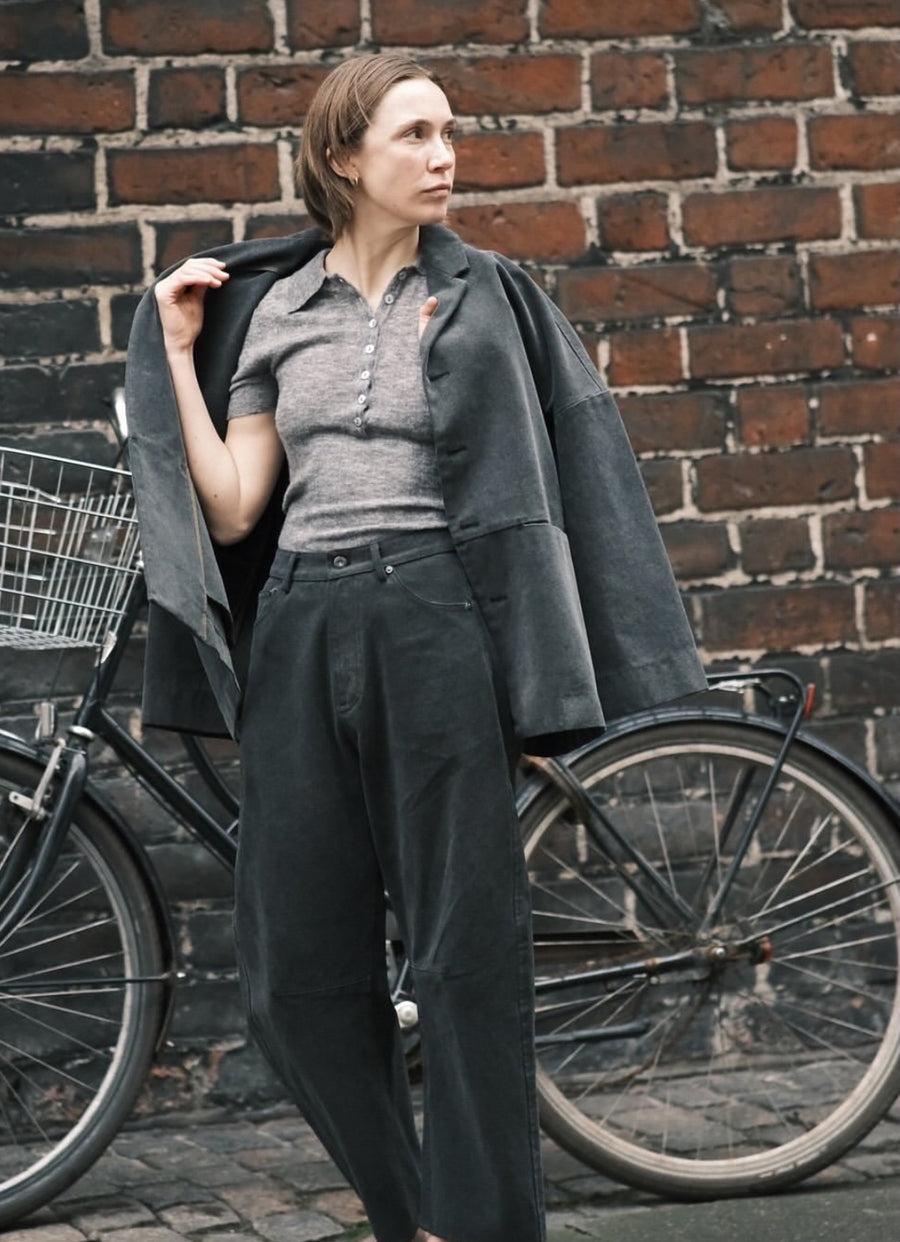 CURVE LEGGED WORK TROUSER - WASHED BLACK