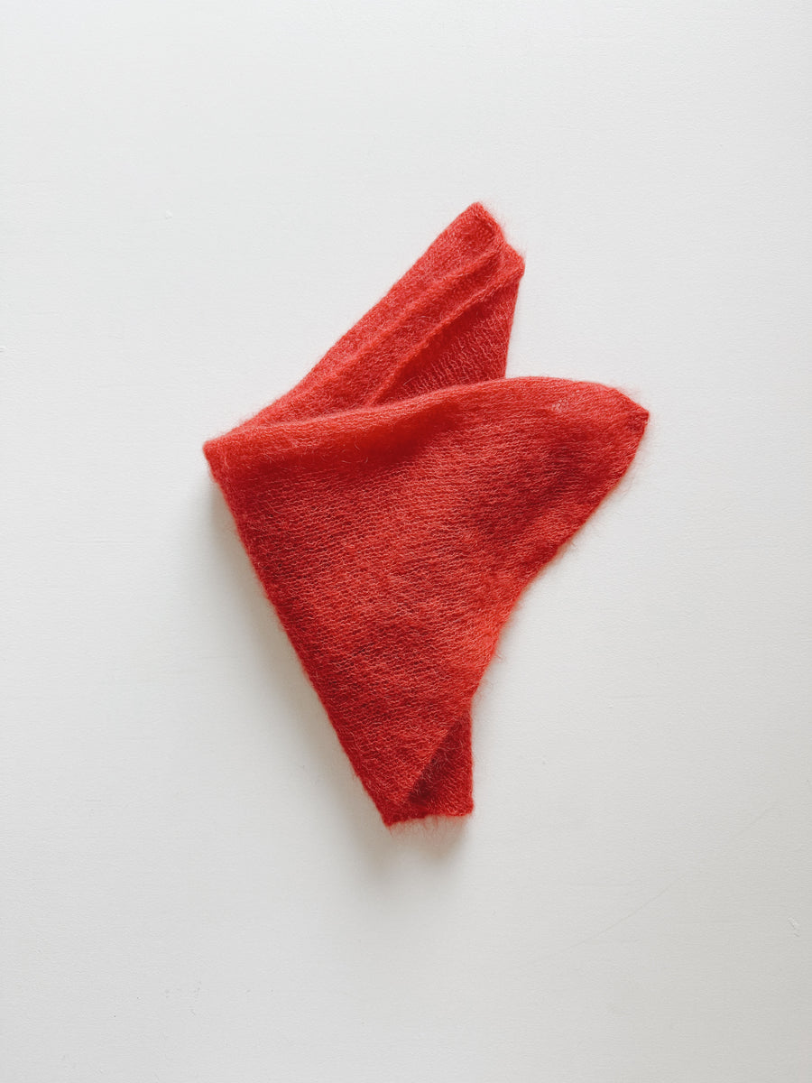MOHAIR & SILK TRIANGLE SCARF - RED