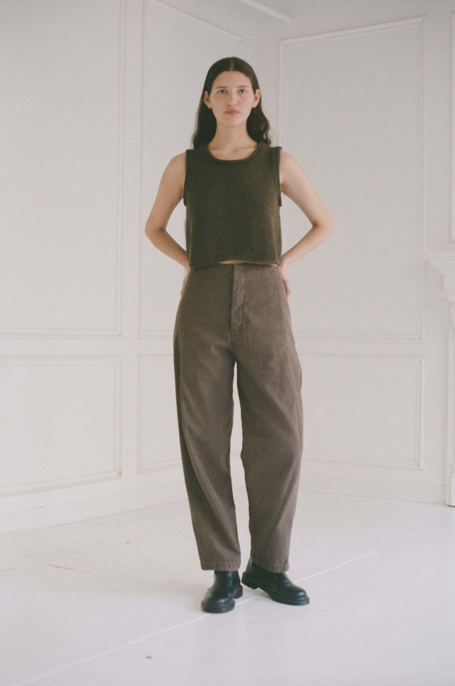 ARC PANT HERRINGBONE - ERMINE