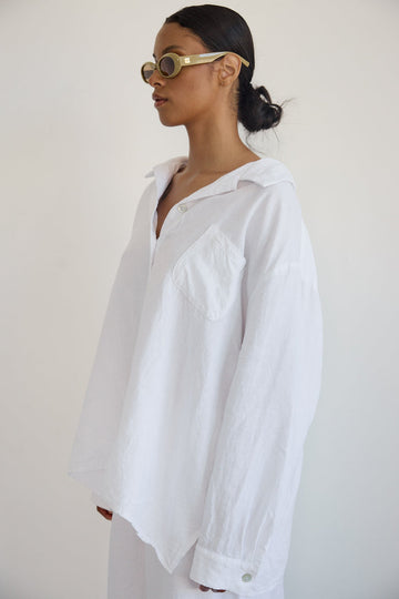 LINEN OXFORD SHIRT - WHITE