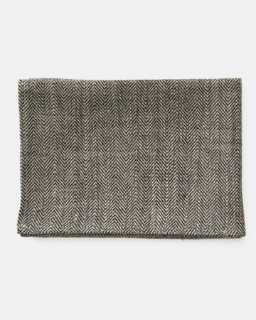 LINEN TEA TOWEL -CHARCOAL HERRINGBONE