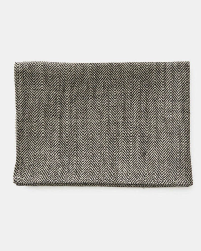 LINEN TEA TOWEL -CHARCOAL HERRINGBONE