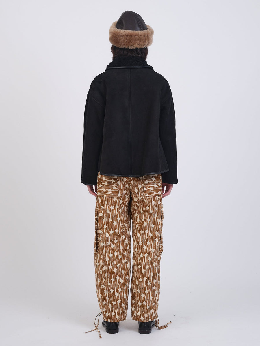 SUEDE BACK CURLY HAIR AVIS JACKET - BLACK
