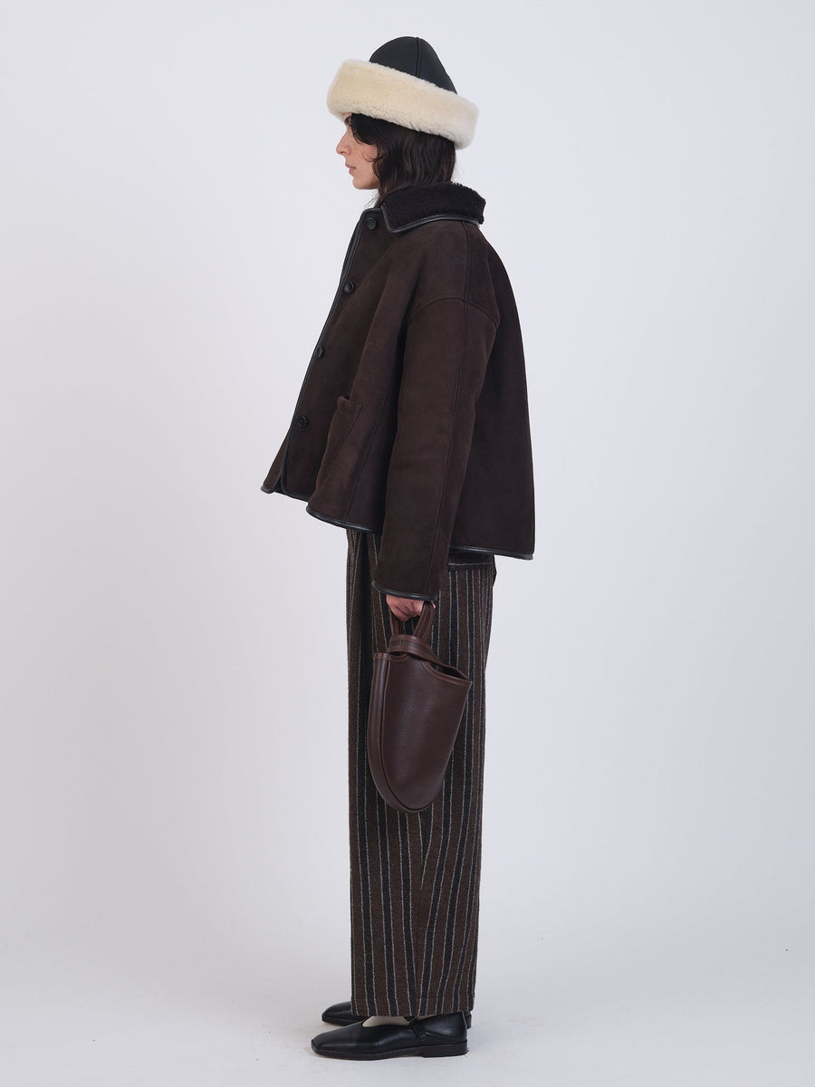 SUEDE BACK CURLY HAIR AVIS JACKET - CHOCOLATE