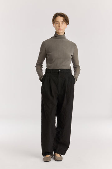CRINKLED TROUSER - BLACK