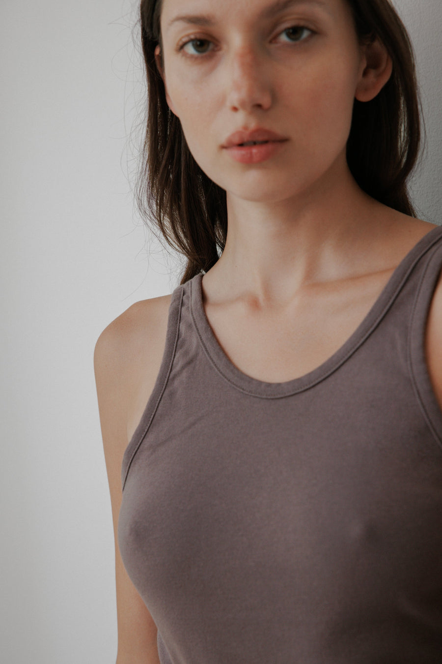 SCOOP BACK RIB TANK - MUSHROOM
