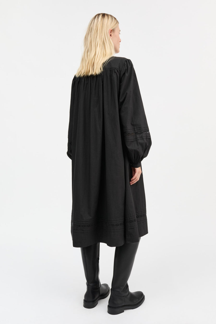 LEAF SHIRTDRESS - BLACK