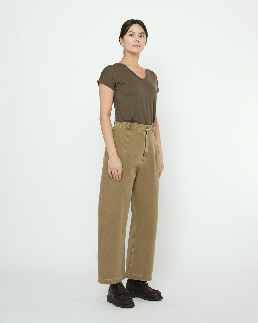 TAILORED CURVE LEGGED TROUSER - KELP