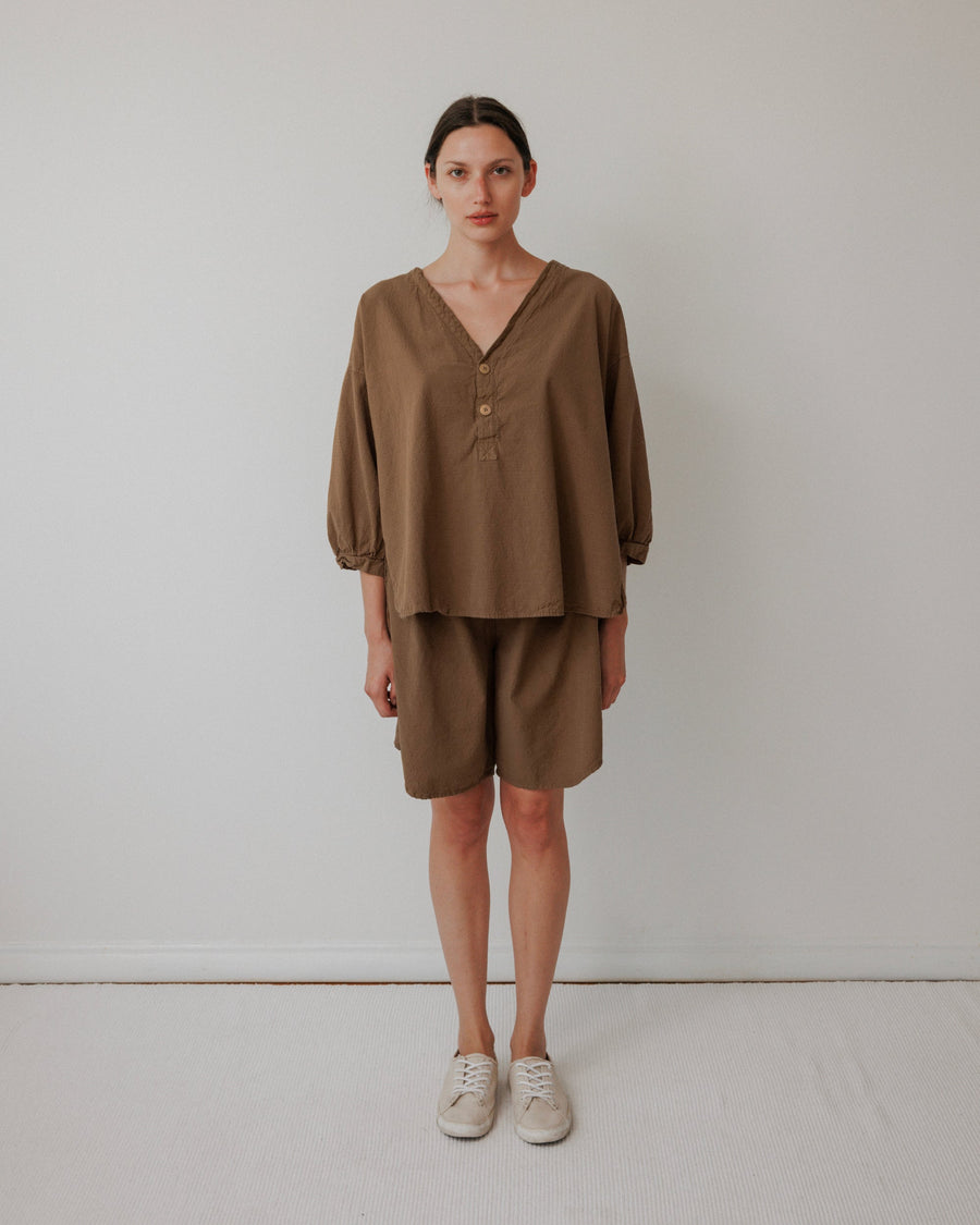 WOVEN POPOVER - SEPIA