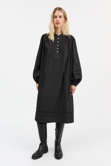 LEAF SHIRTDRESS - BLACK