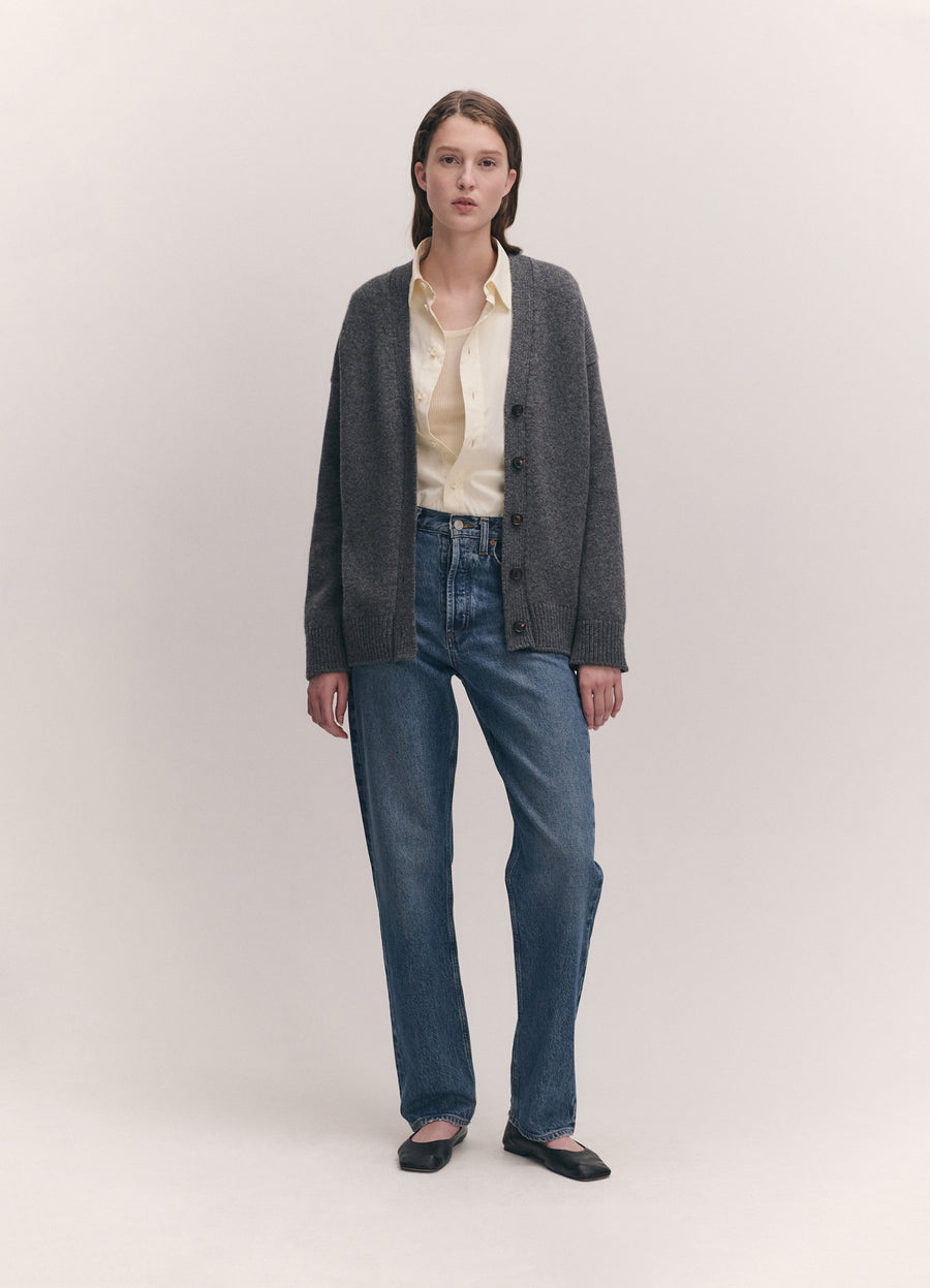 MAURA V-NECK CARDIGAN - DERBY GREY