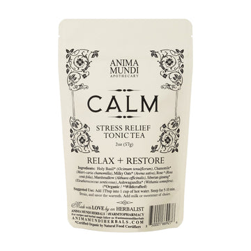 Anima Mundi Apothecary Calm Stress Relief Tonic Tea package on a white background