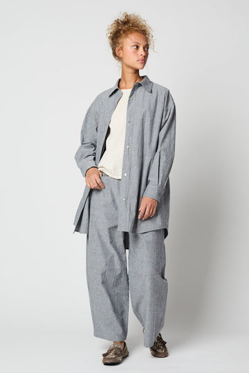 OVERSIZED OVERLAY SHIRT - SILK CHAMBRAY