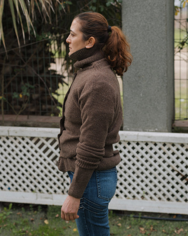 TIER CARDIGAN - BUREL BROWN