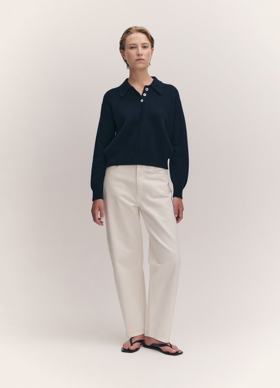 EDITH POLO SWEATER - NAVY