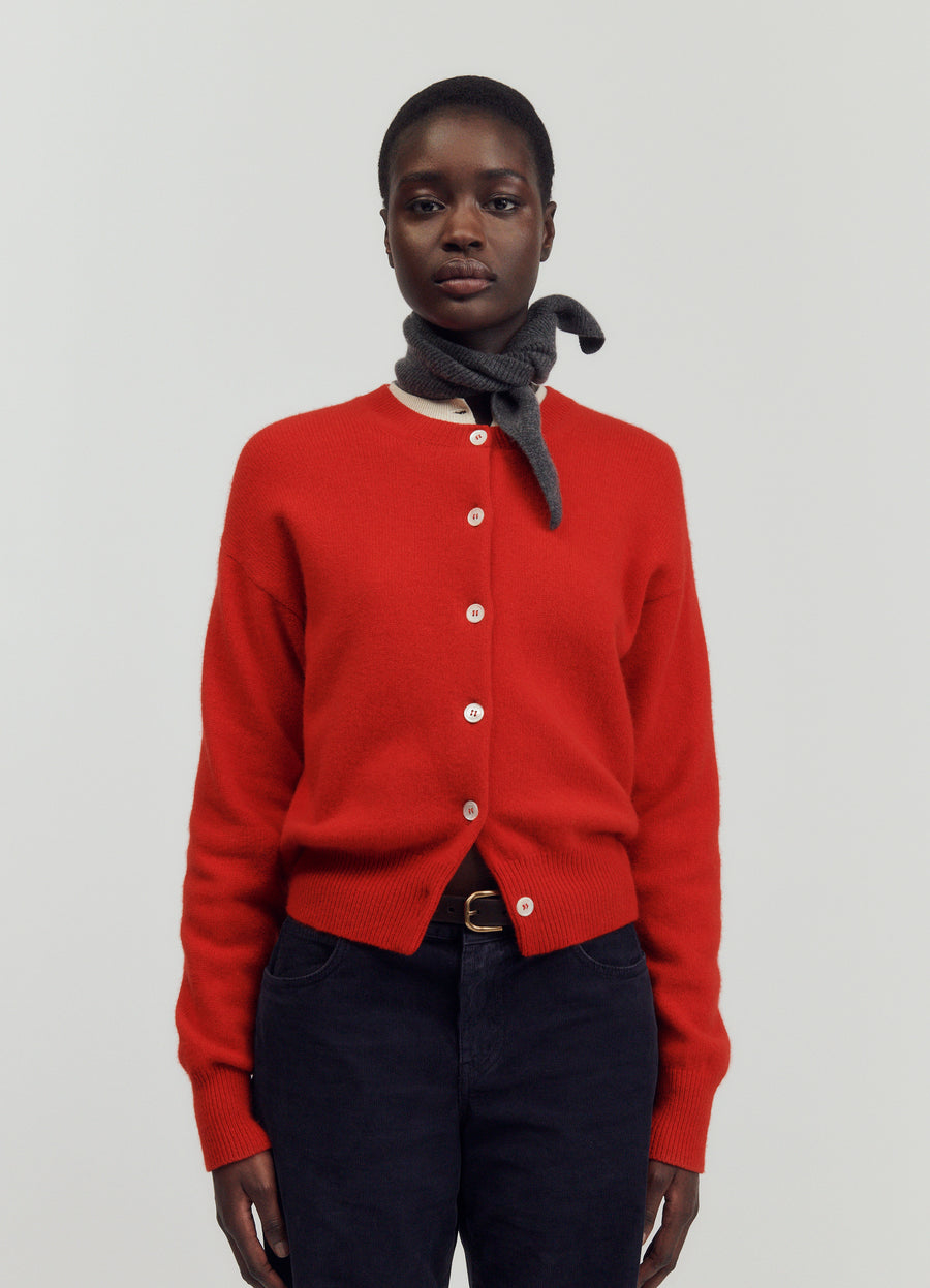 ADA GEELONG CREWNECK CARDIGAN - POPPY RED