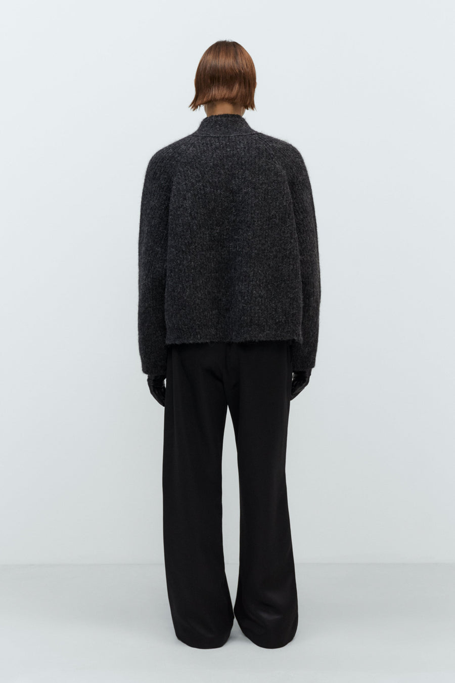 BABY ALPACA CARDIGAN - ANTHRACITE