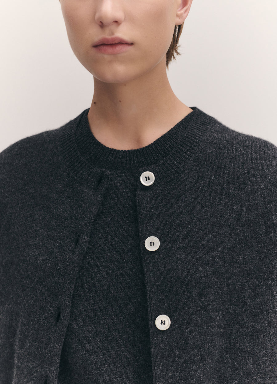 ADA CREWNECK CARDIGAN - CHARCOAL