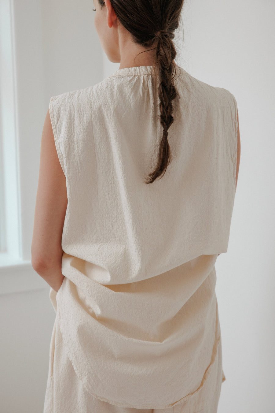 BUTTON DOWN TUNIC - NATURAL