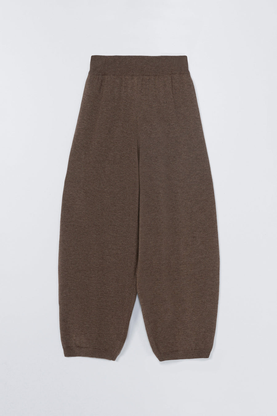 MERINO WOOL CURVED PANTS - TAUPE